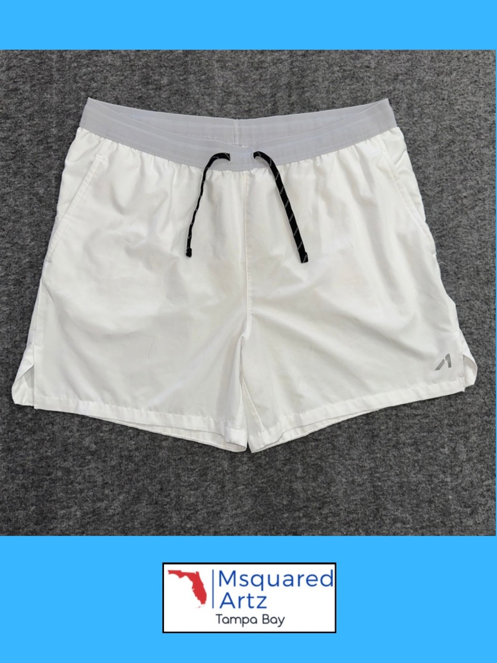 Alive Men’s Large White Quick Dry Running Shorts 5 Inch Inseam Lined Athletic